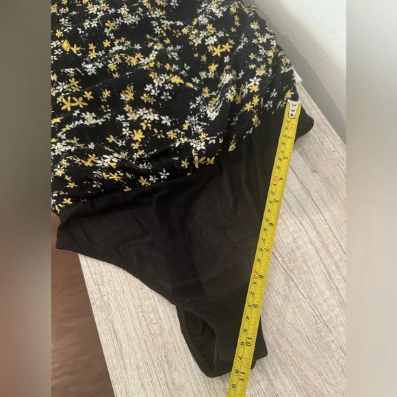 Free People Intimately Free Dessa Floral Bodysuit Black Balloon Sleeves Size Sm - Picture 4 of 14